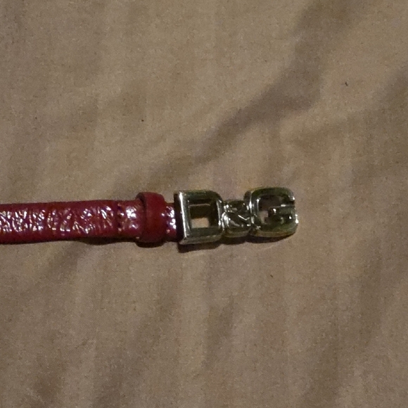 D&G Accessories - D&G Red Leather Belt with Silver/ Pewter Buckle